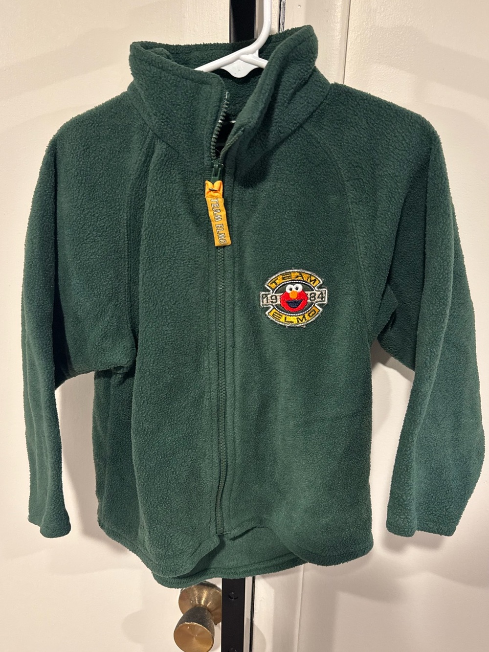 Sesame Street Dark Green Fleece Zip-Up Jacket with Elmo Patch